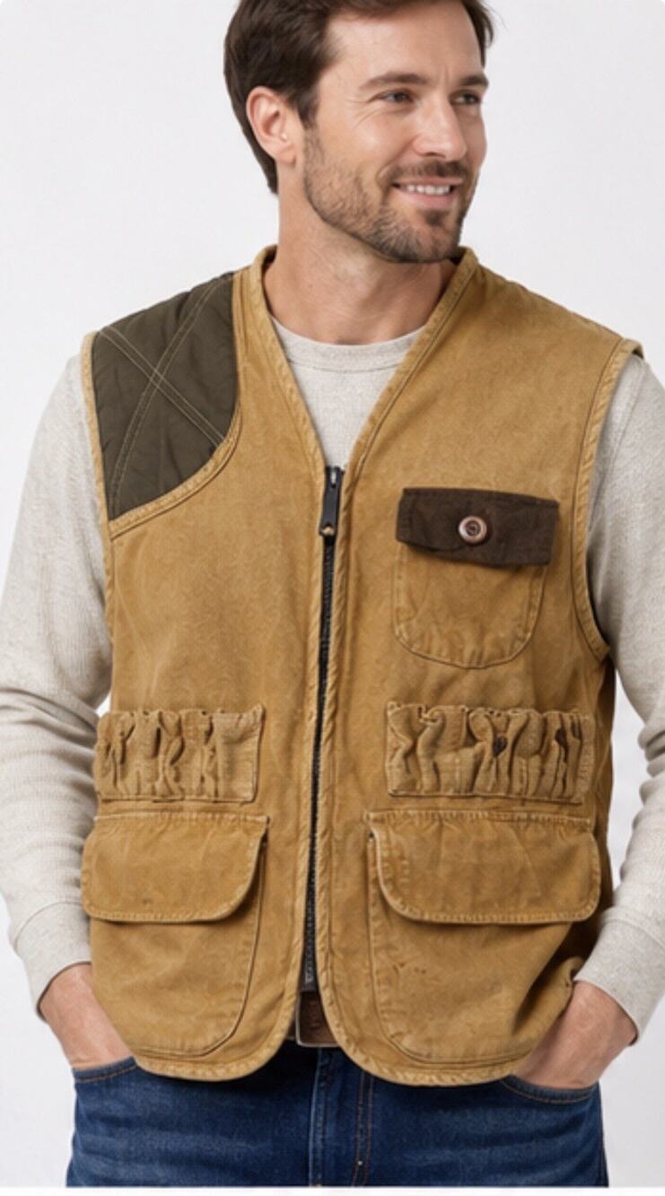 Vintage Sports World Hunting Vest Canvas Brown Water Repellent USA